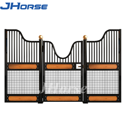 Frentes europeos Mesh Black Powder Coating de la parada del caballo de los 2.4m
